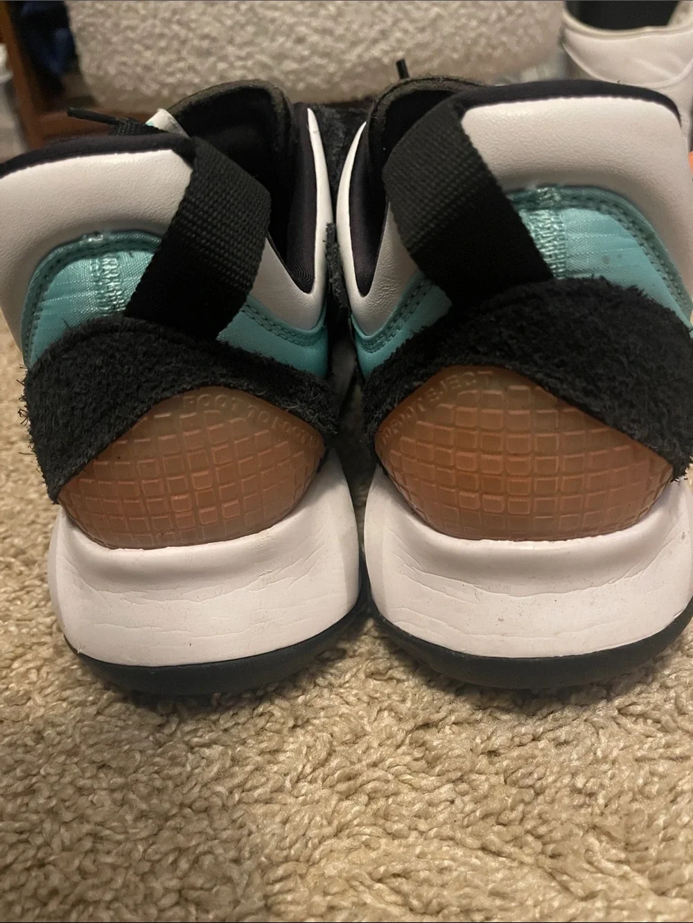 Jordan Men's Sneakers in Teal, Black & White with Orange Tag
